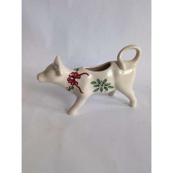 Lenox Cow Creamer Christmas Holiday Server Holly - Picture 2 of 5